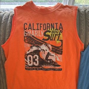 Orange Surf Graphic Kids Tank Top